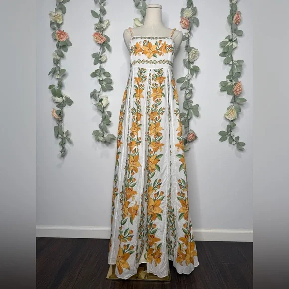 Farm Rio Tropical Lightness Floral Cotton Maxi Dress - Picture 5 of 15